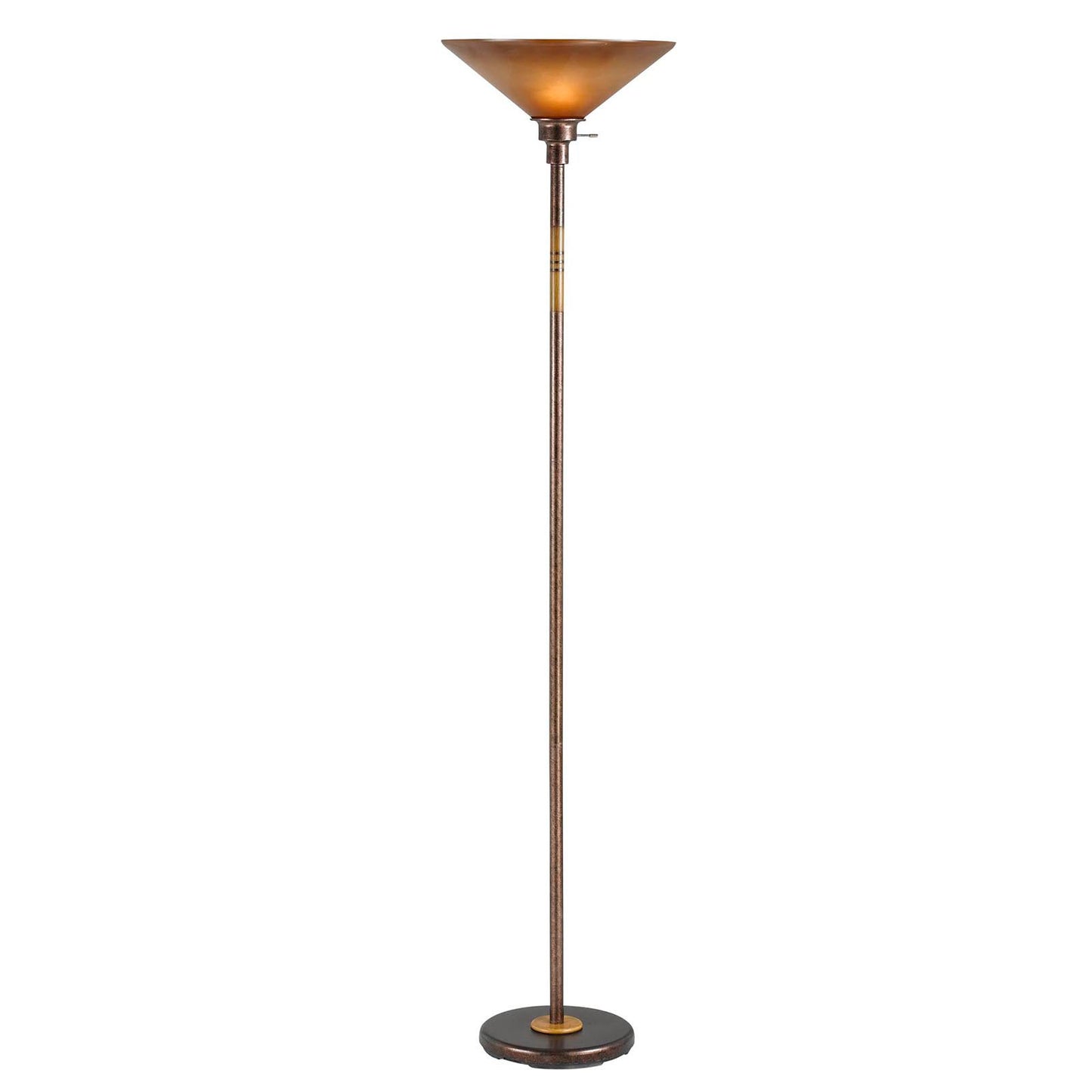 70" Rusted Torchiere Floor Lamp With Rust Frosted Glass Dome Shade