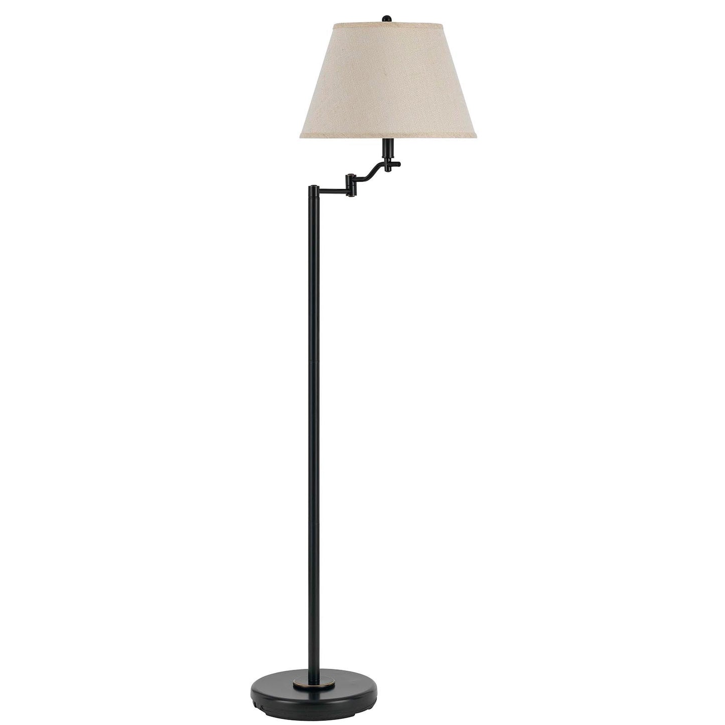 60" Bronze Swing Arm Floor Lamp With Beige Empire Shade