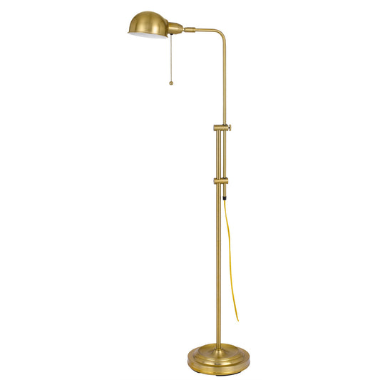58" Brass Adjustable Floor Lamp With Bronze Dome Shade