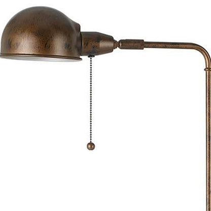 58" Rust Metal Adjustable Swing Arm Floor Lamp With Rust Metal Dome Shade