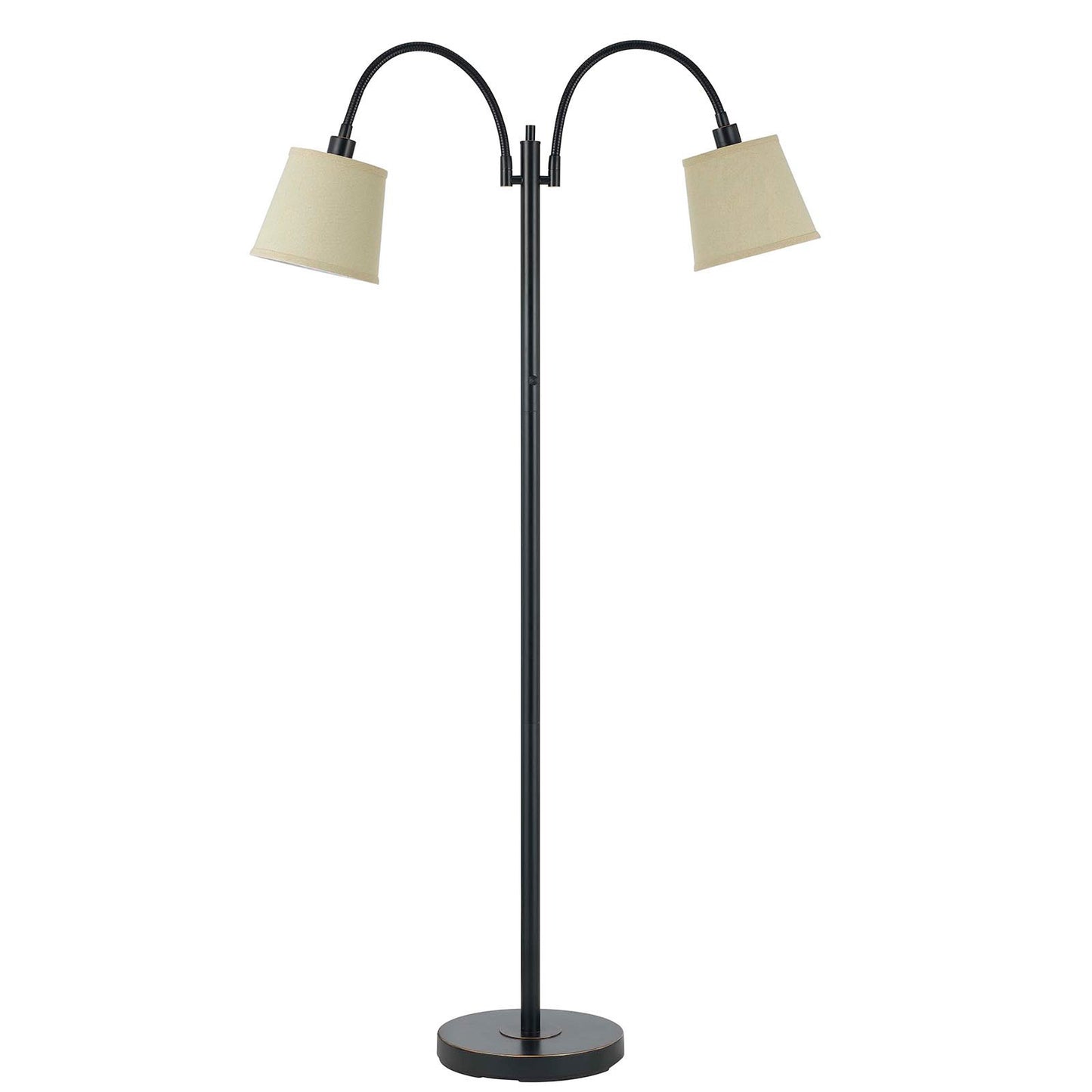 65" Bronze Two Light Traditional Shaped Floor Lamp With Tan Square Shade
