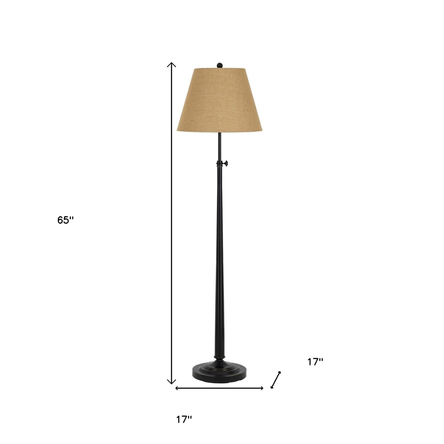 65" Bronze Adjustable Traditional Shaped Floor Lamp With Brown Empire Shade