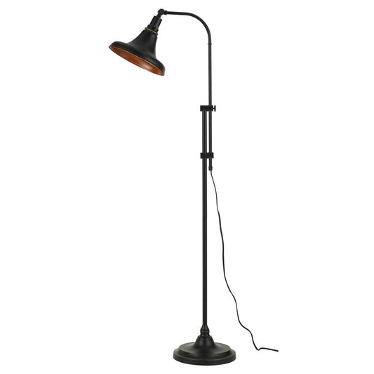 58" Bronze Metal Adjustable Floor Lamp With Bronze Metal Dome Shade