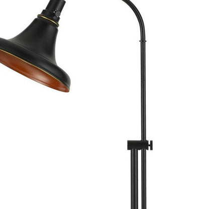 58" Bronze Metal Adjustable Floor Lamp With Bronze Metal Dome Shade