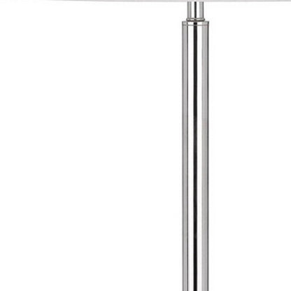 61" Chrome Tray Table Floor Lamp With White Transparent Glass Square Shade