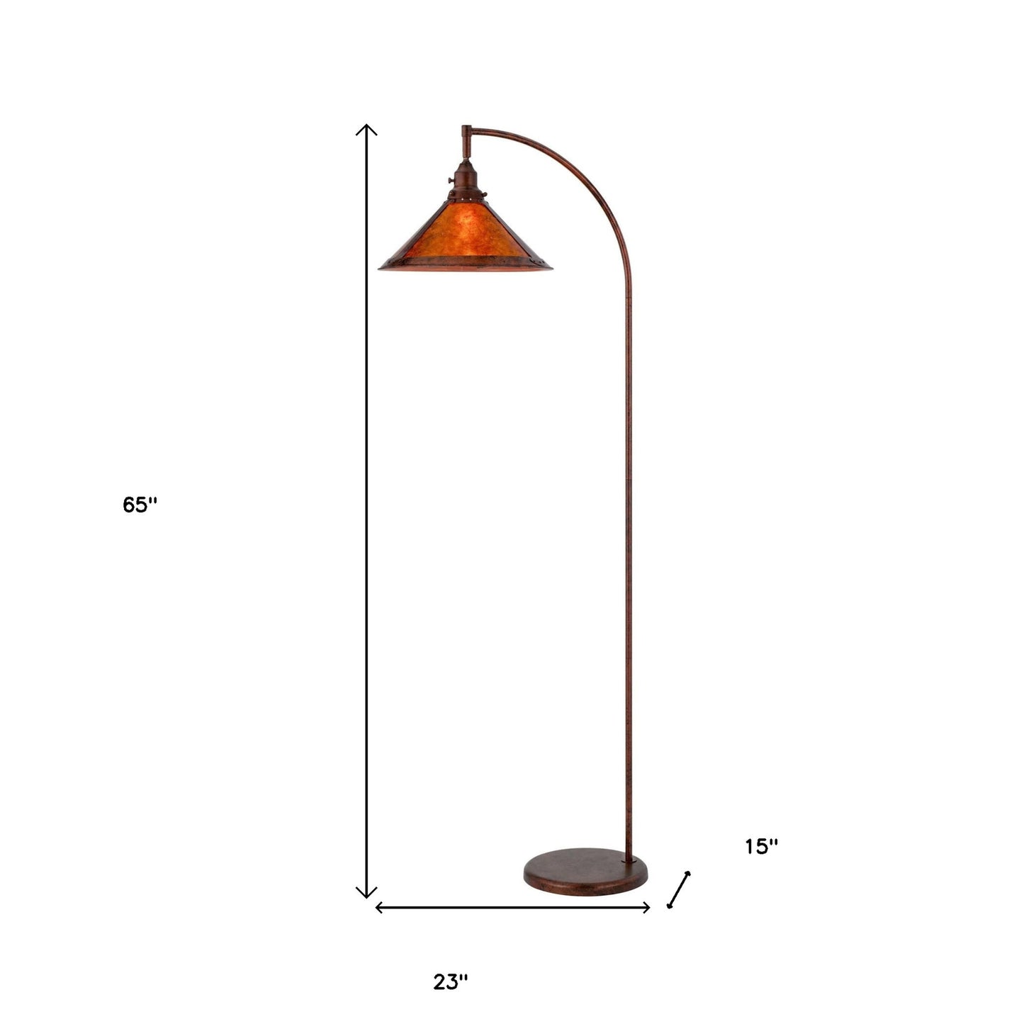 65" Rusted Traditional Shaped Floor Lamp With Rust Empire Shade