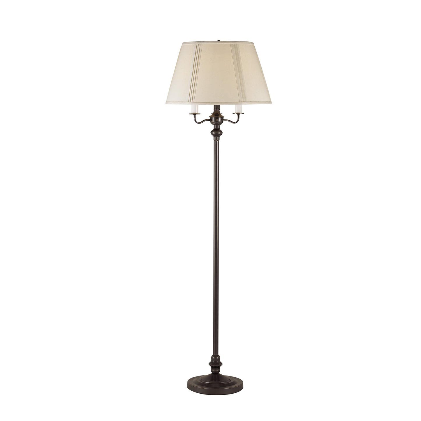 60" Bronze Four Light Traditional Shaped Floor Lamp With Beige Square Shade