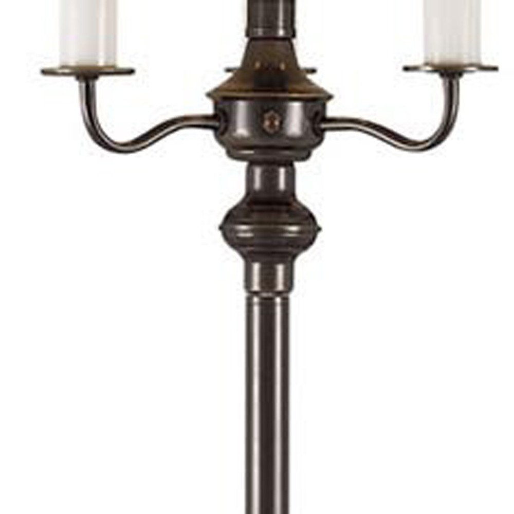 60" Bronze Metal Four Light Floor Lamp With Beige Fabric Square Shade
