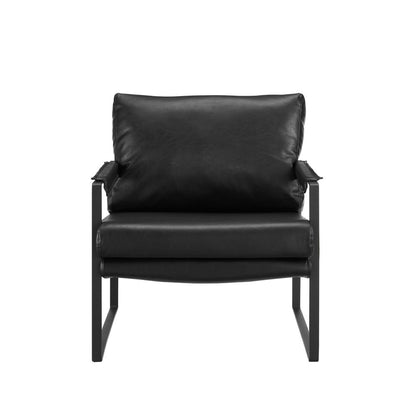 27" Black Faux Leather Arm Chair