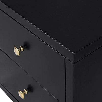 19" Black Solid and Manufactured Wood Two Drawer Nightstand