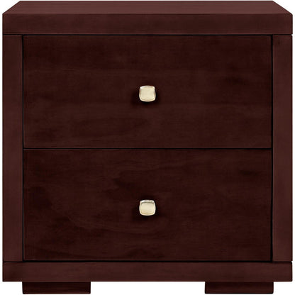 19" Black Solid and Manufactured Wood Two Drawer Nightstand