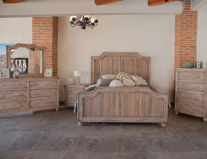 31" Brown Solid Wood Three Drawer Nightstand