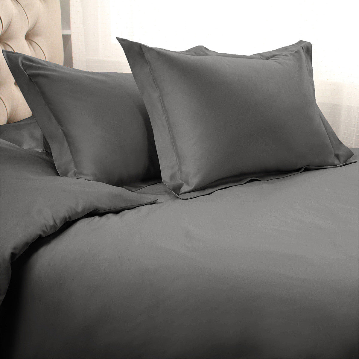 Charcoal King Cotton Blend 1200 Thread Count Washable Duvet Cover Set