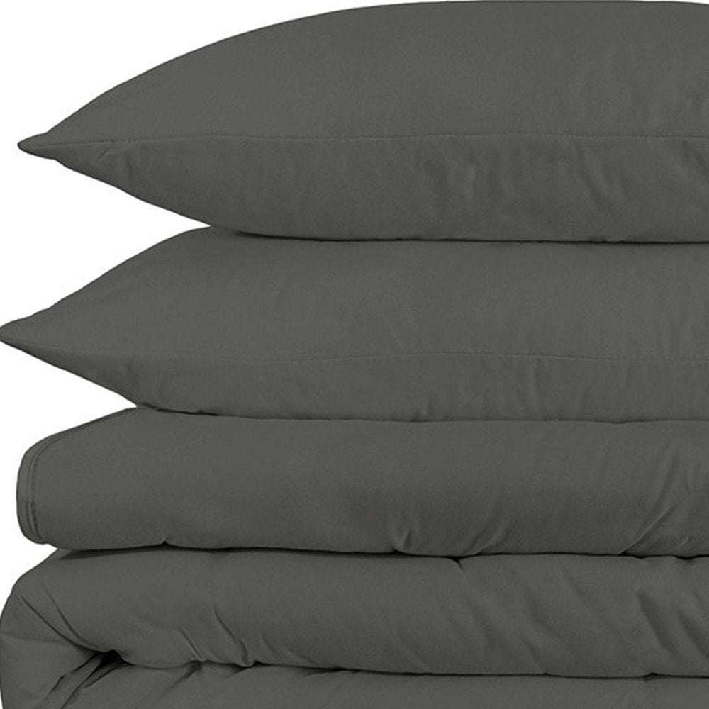 Gray King Cotton Blend 1500 Thread Count Washable Duvet Cover Set