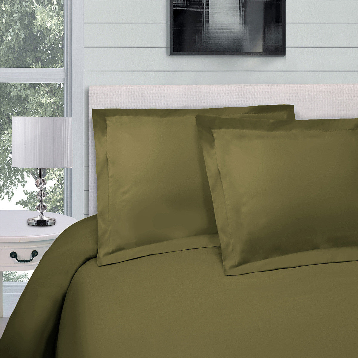 Sage Queen Cotton Blend 300 Thread Count Washable Duvet Cover Set