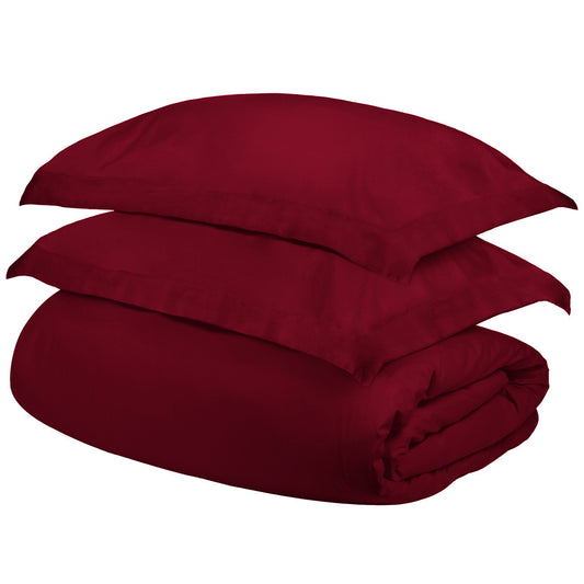 Burgundy King Cotton Blend 400 Thread Count Washable Duvet Cover Set