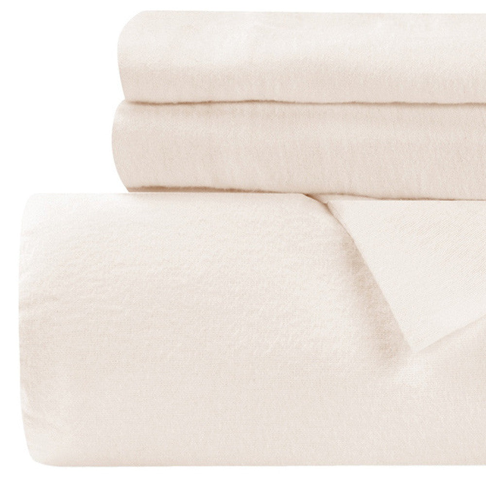 Ivory Twin Cotton Blend 0 Thread Count Washable Duvet Cover Set