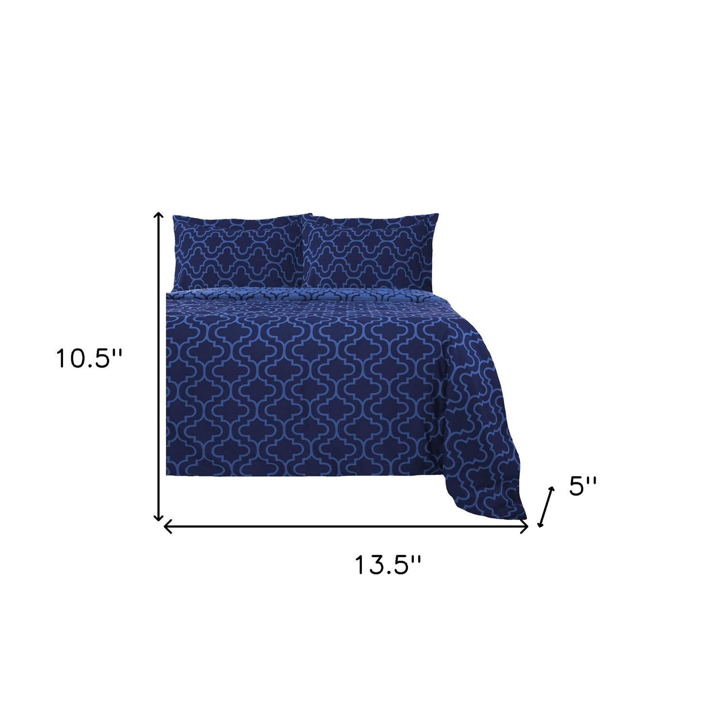 Navy Blue Queen Cotton Blend Thread Count Washable Duvet Cover Set