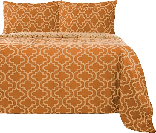 Pumpkin Queen Cotton Blend Thread Count Washable Duvet Cover Set