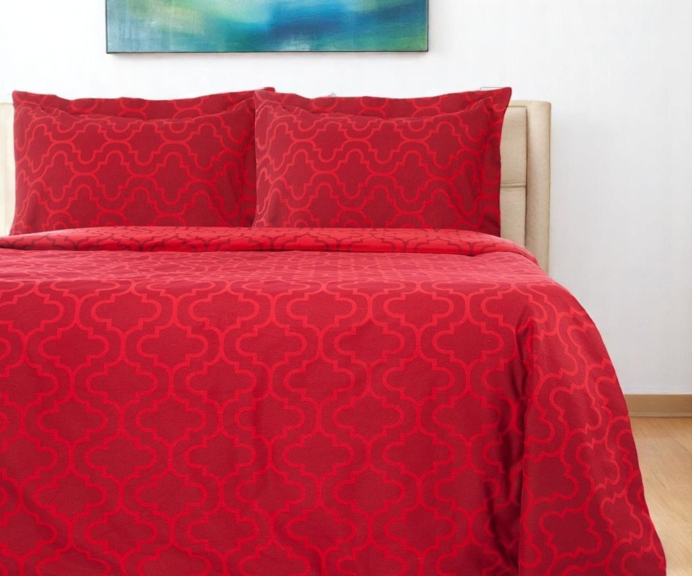 Burgundy King Cotton Blend Thread Count Washable Duvet Cover Set