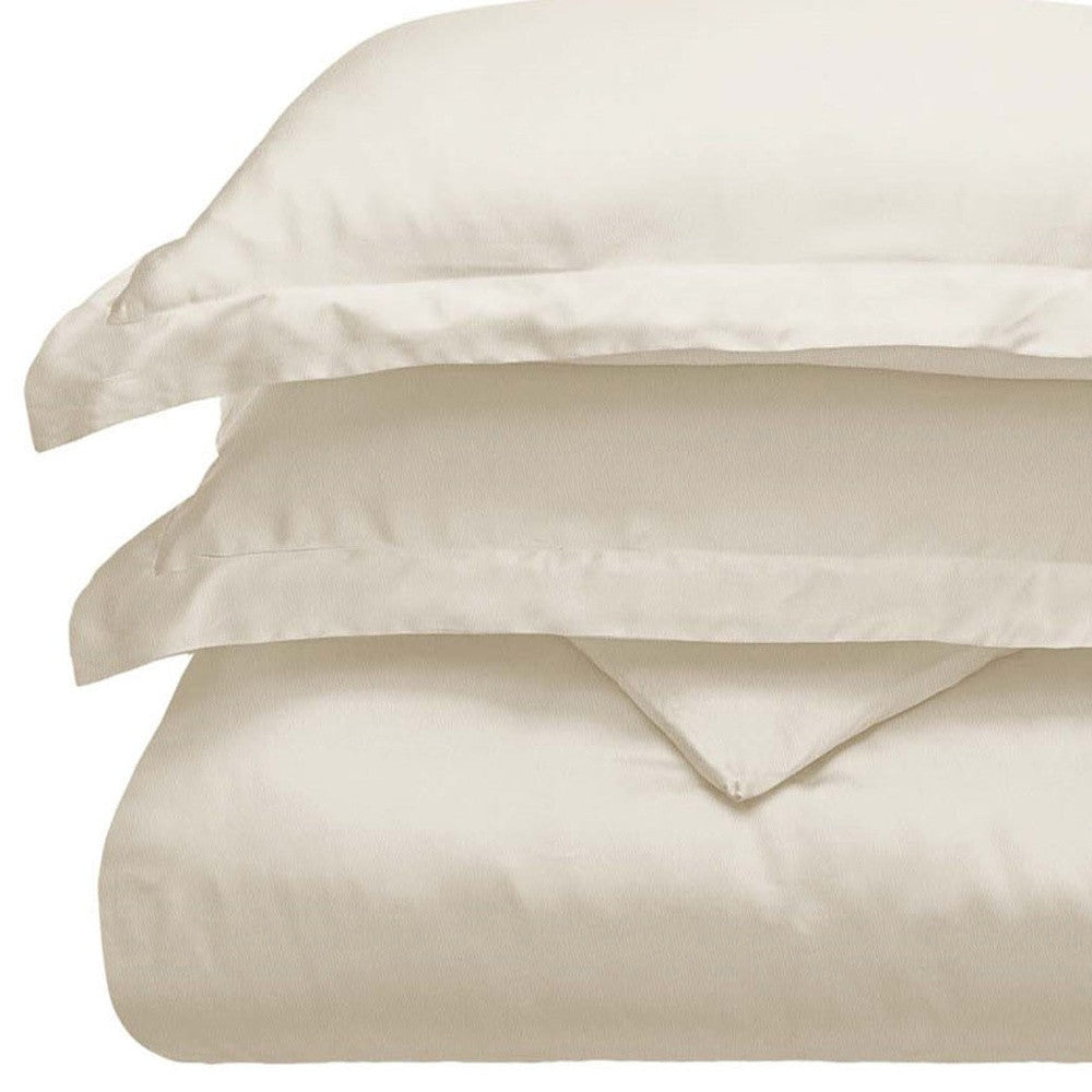 Ivory King Cotton Blend 300 Thread Count Washable Duvet Cover Set