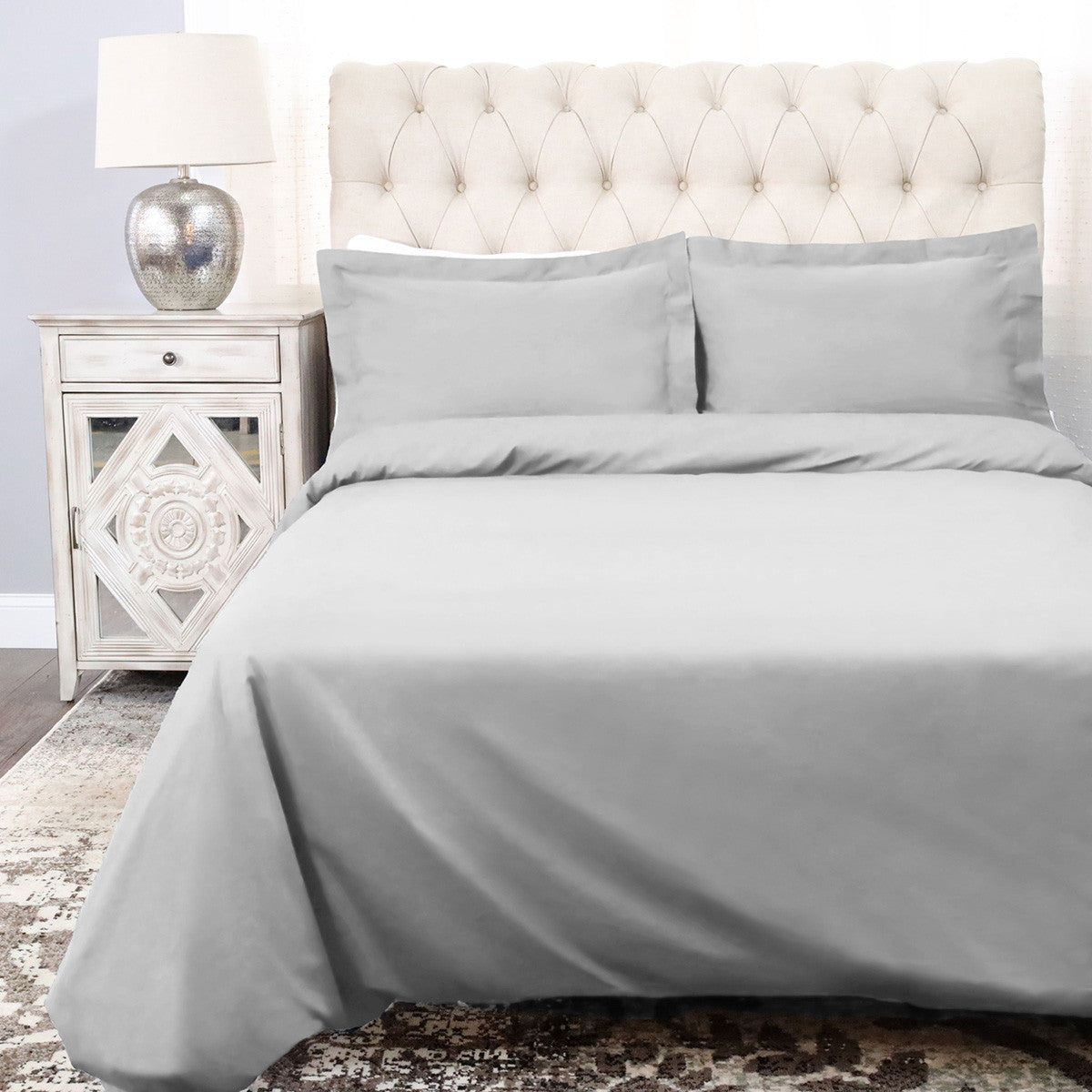 Platinum King 100% Cotton 300 Thread Count Washable Duvet Cover Set