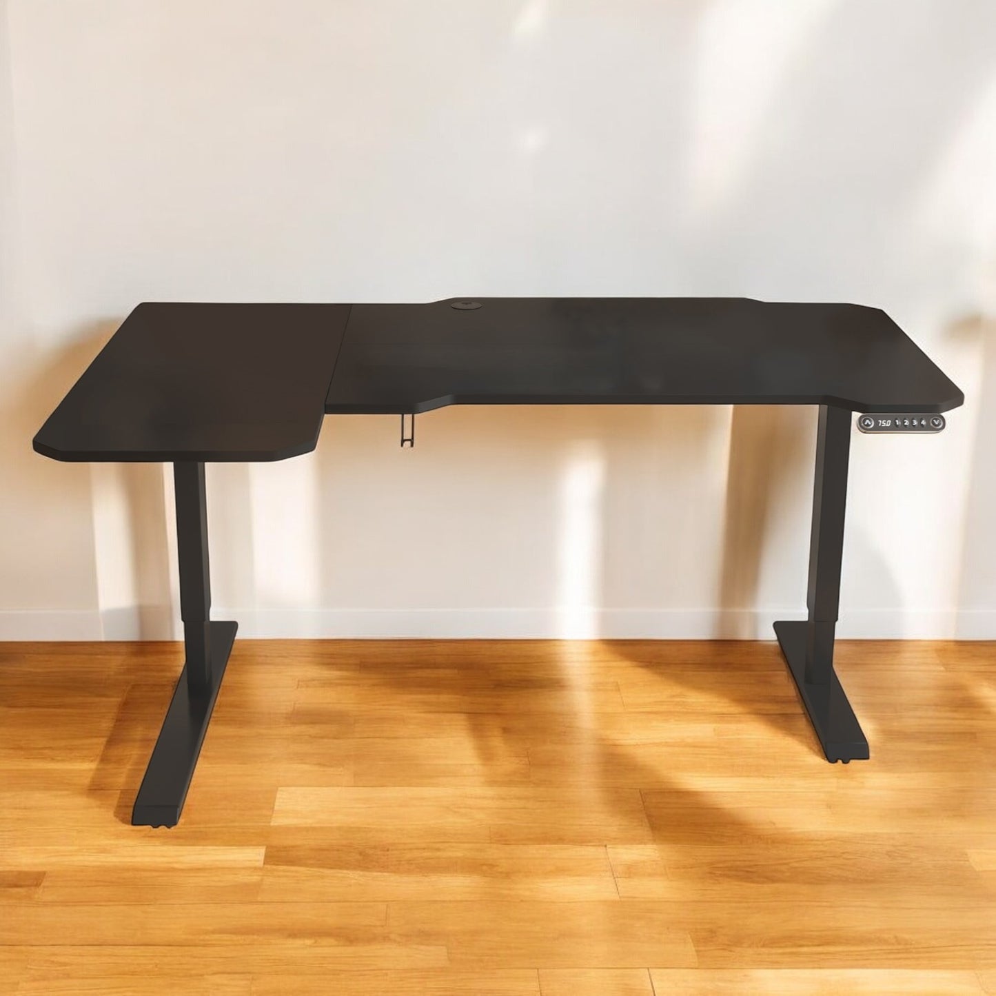 59" Adjustable Black L Shape Computer Desk