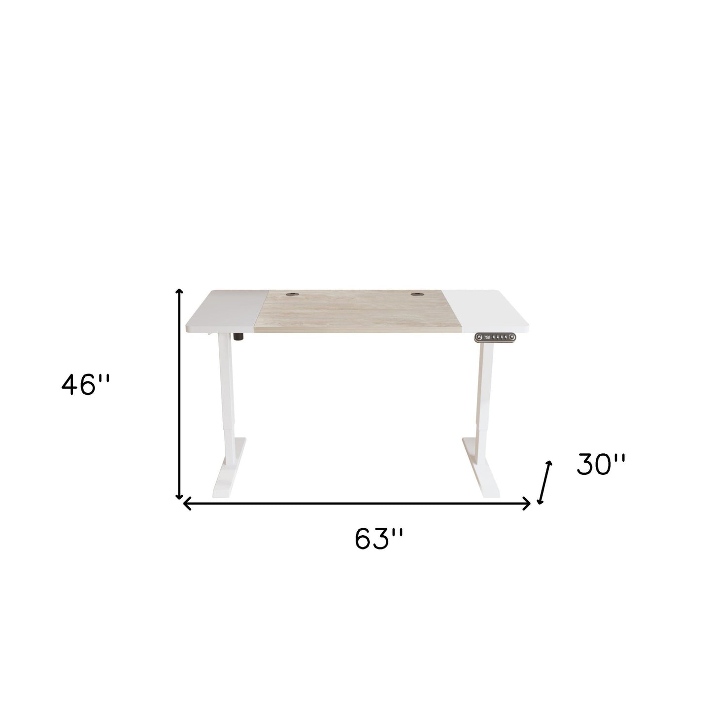 63" Adjustable Natural and White Computer Desk