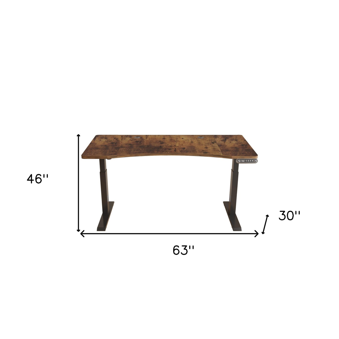 63" Adjustable Wood Brown and Black Standing Desk