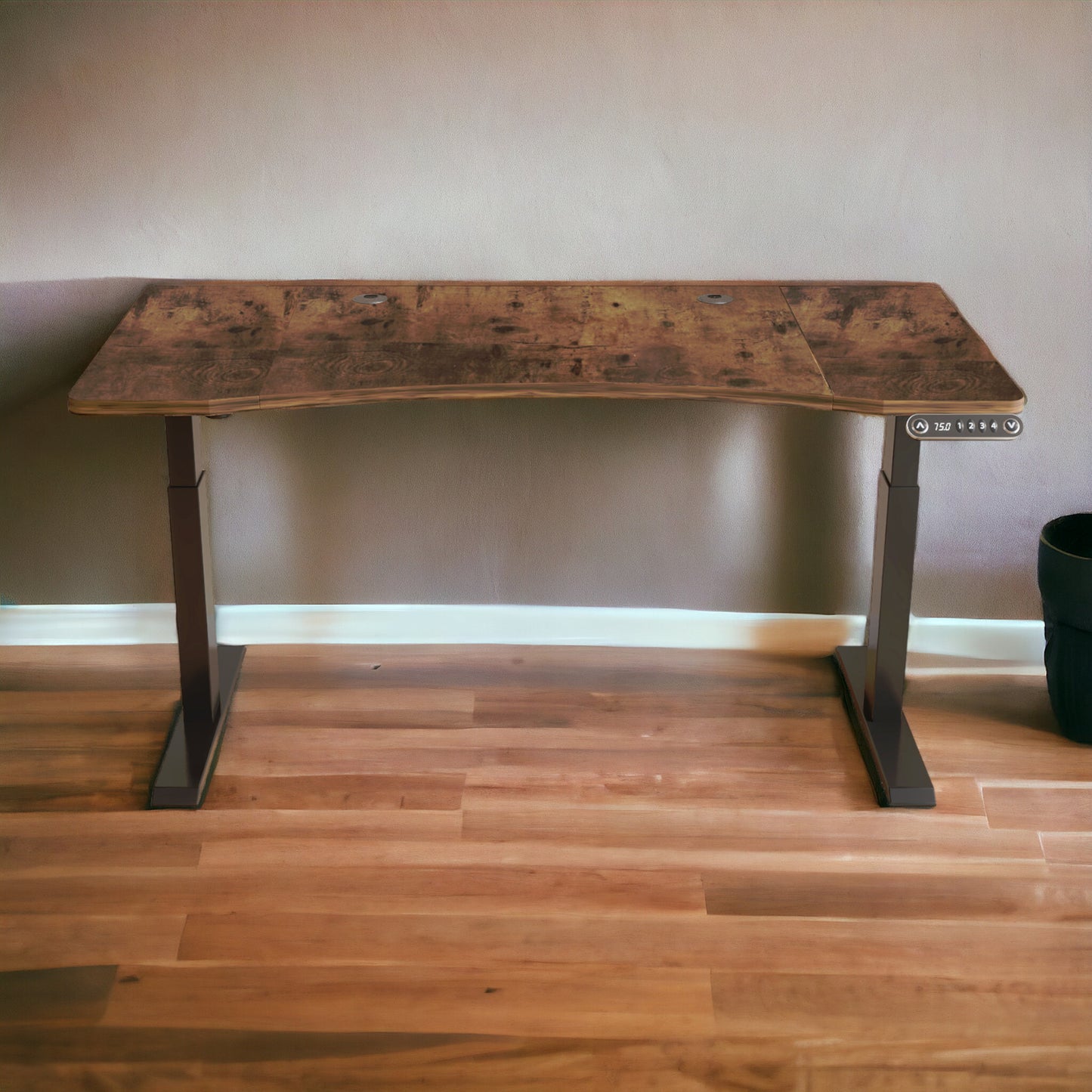 63" Adjustable Wood Brown and Black Standing Desk