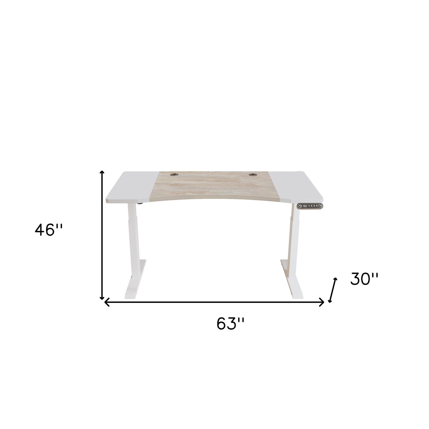 63" Adjustable White Standing Desk