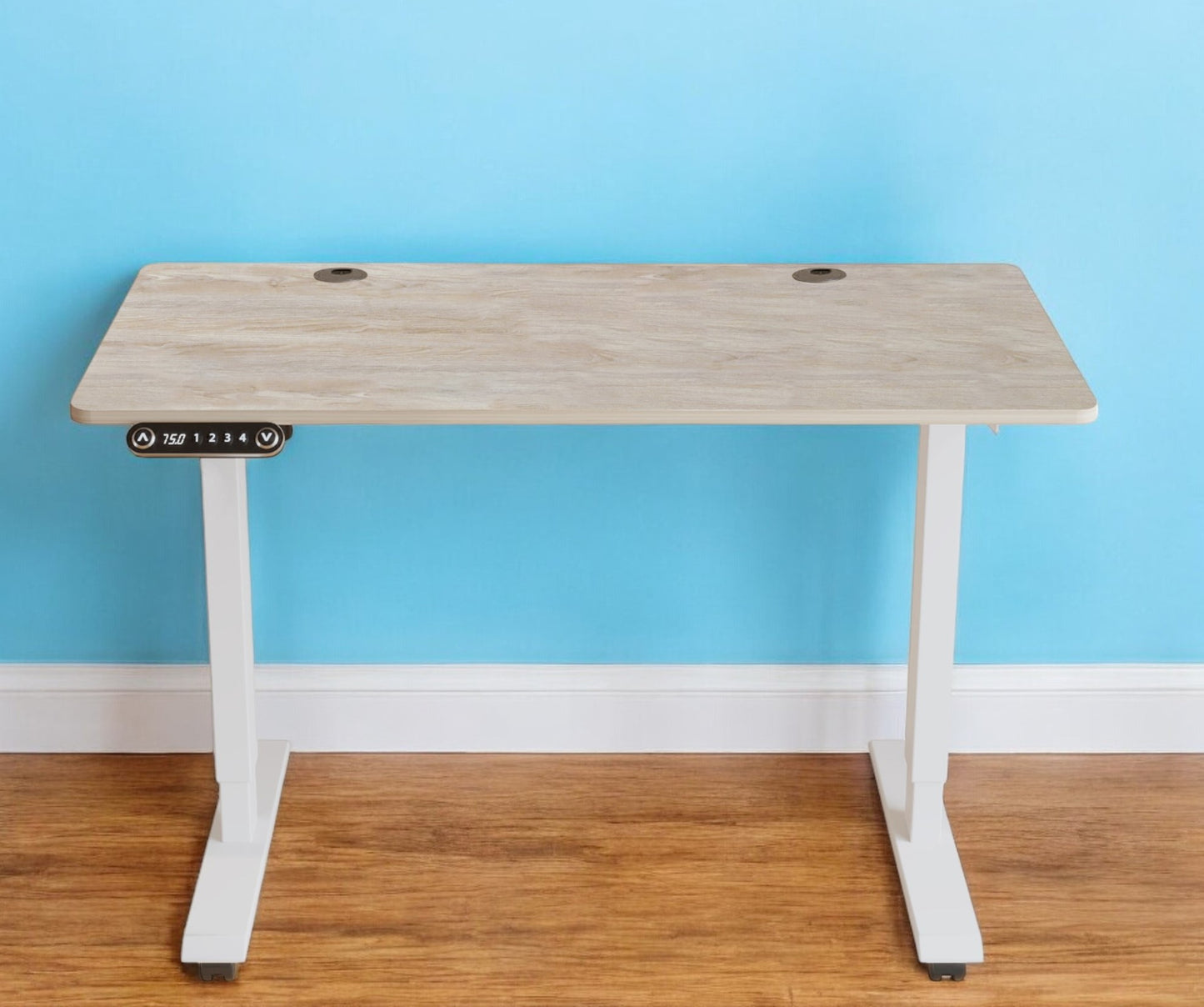 48" Adjustable Light Khaki and White Computer Desk