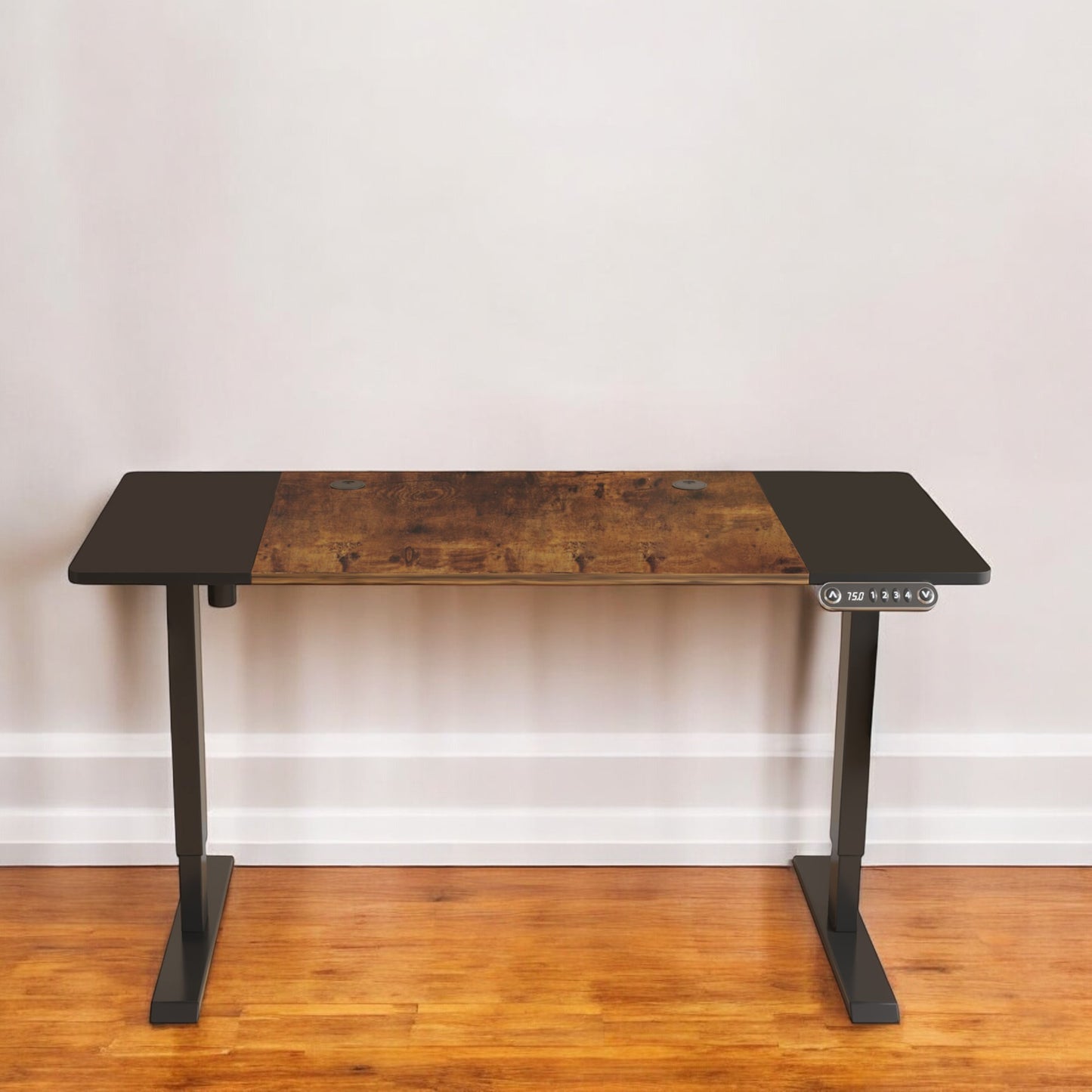 55" Adjustable Brown And Black And Black Standing Desk