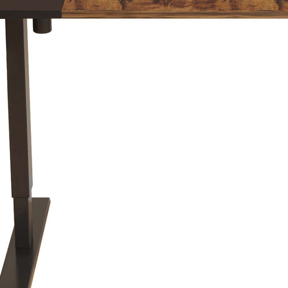 55" Adjustable Brown And Black And Black Standing Desk