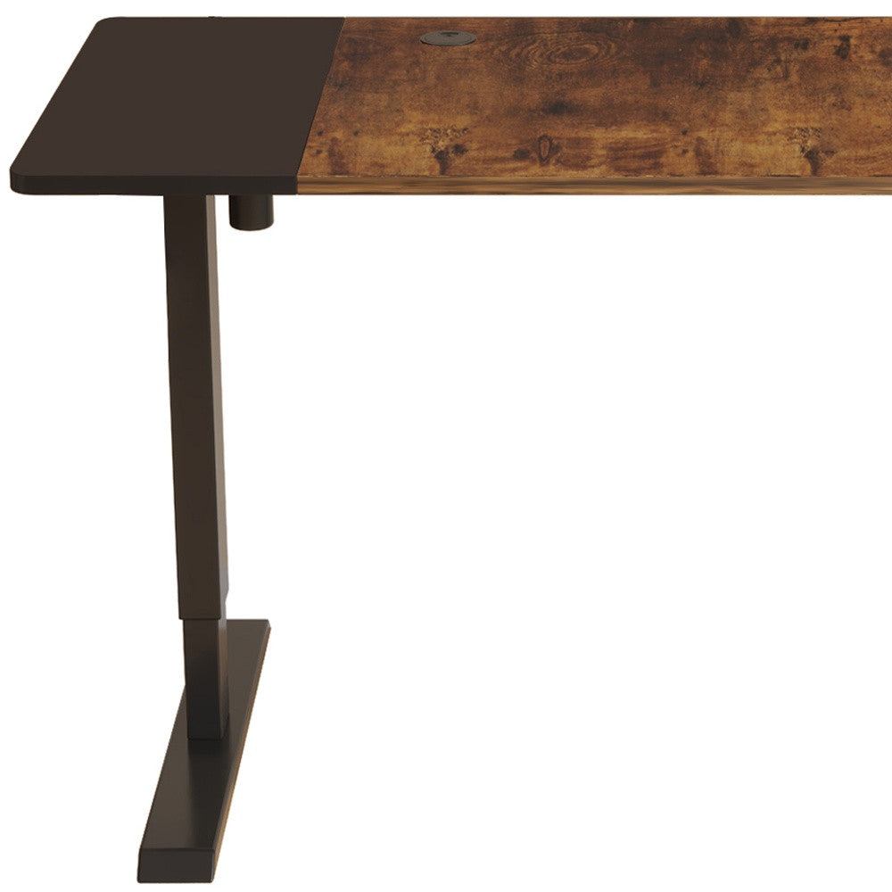 55" Adjustable Brown And Black And Black Standing Desk