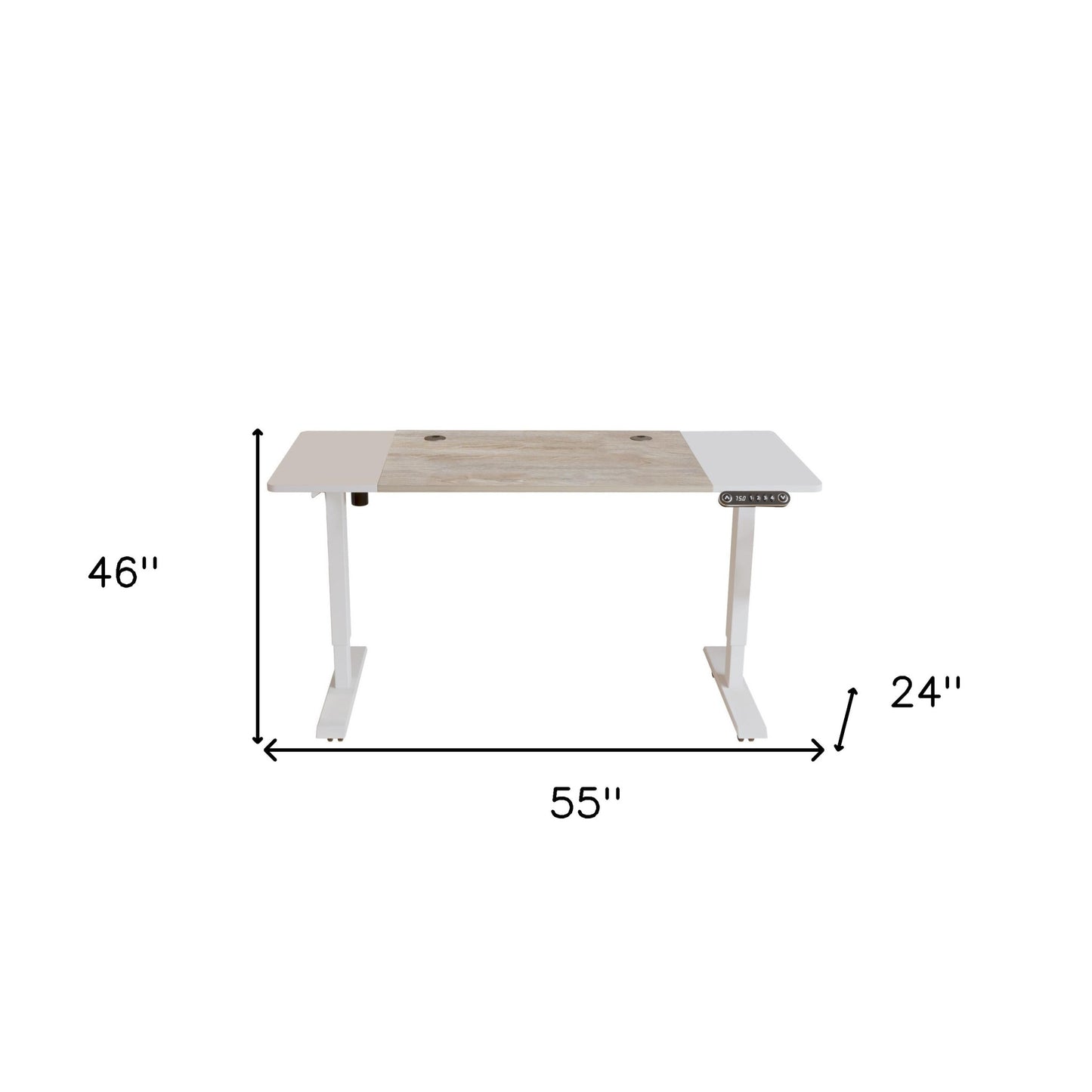 55" Adjustable White and Natural and White Computer Desk