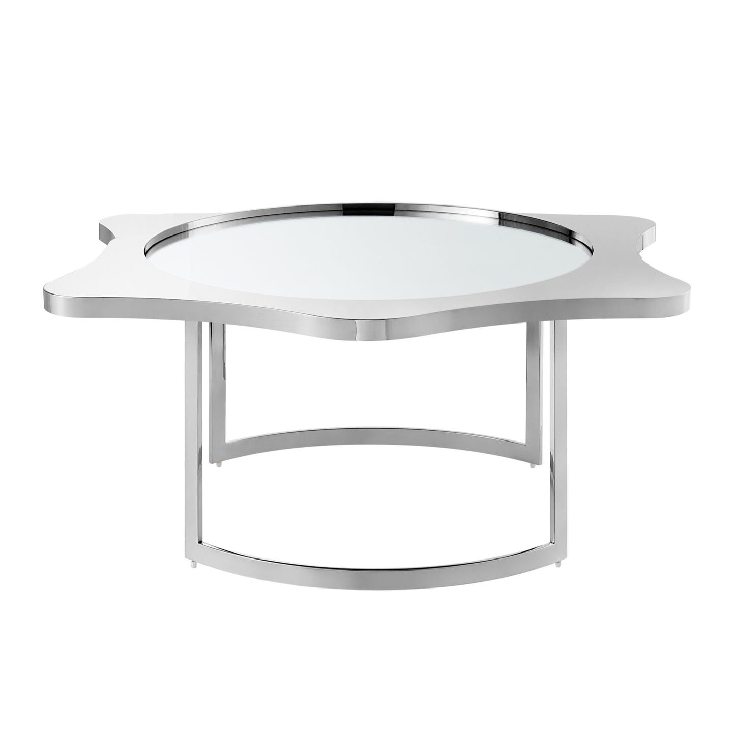 32" Gold Glass And Stainless Steel Round Mirrored Coffee Table