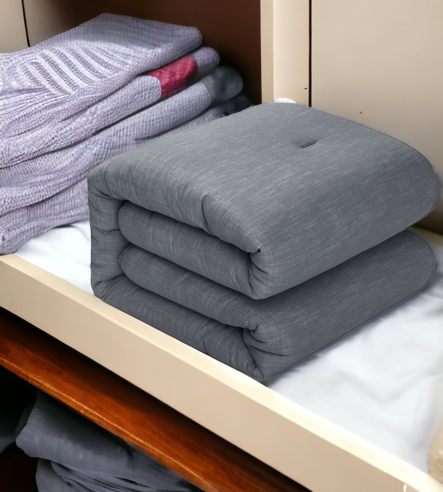 Beige Twin 100% Cotton 140 Thread Count Washable Down Comforter Set