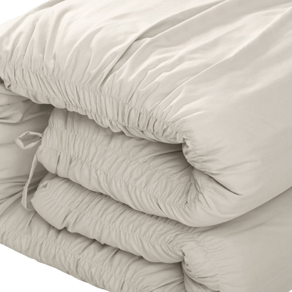 Beige King Polyester 180 Thread Count Washable Down Comforter Set