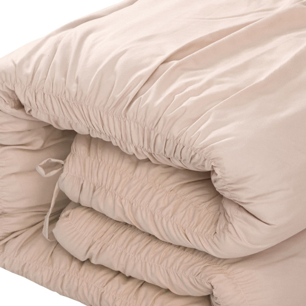 Beige King Polyester 180 Thread Count Washable Down Comforter Set