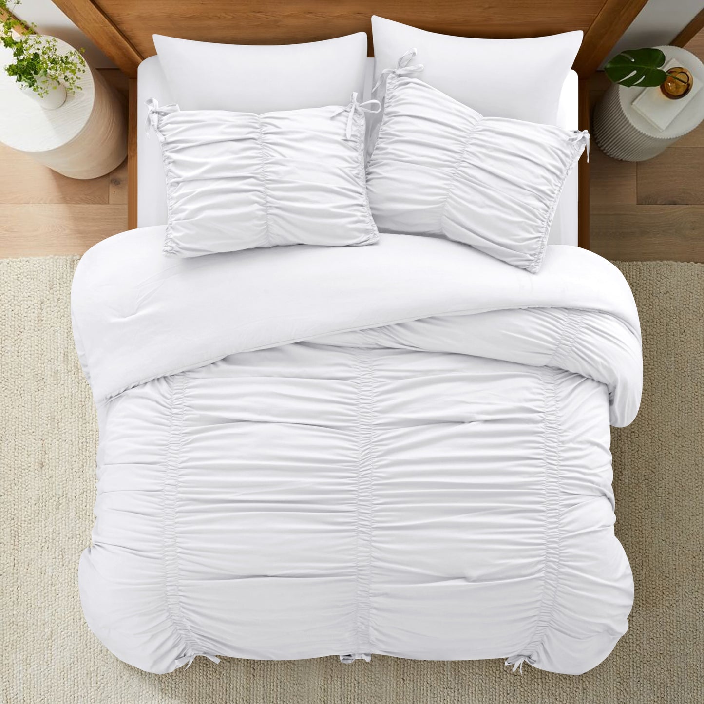 Beige King Polyester 180 Thread Count Washable Down Comforter Set