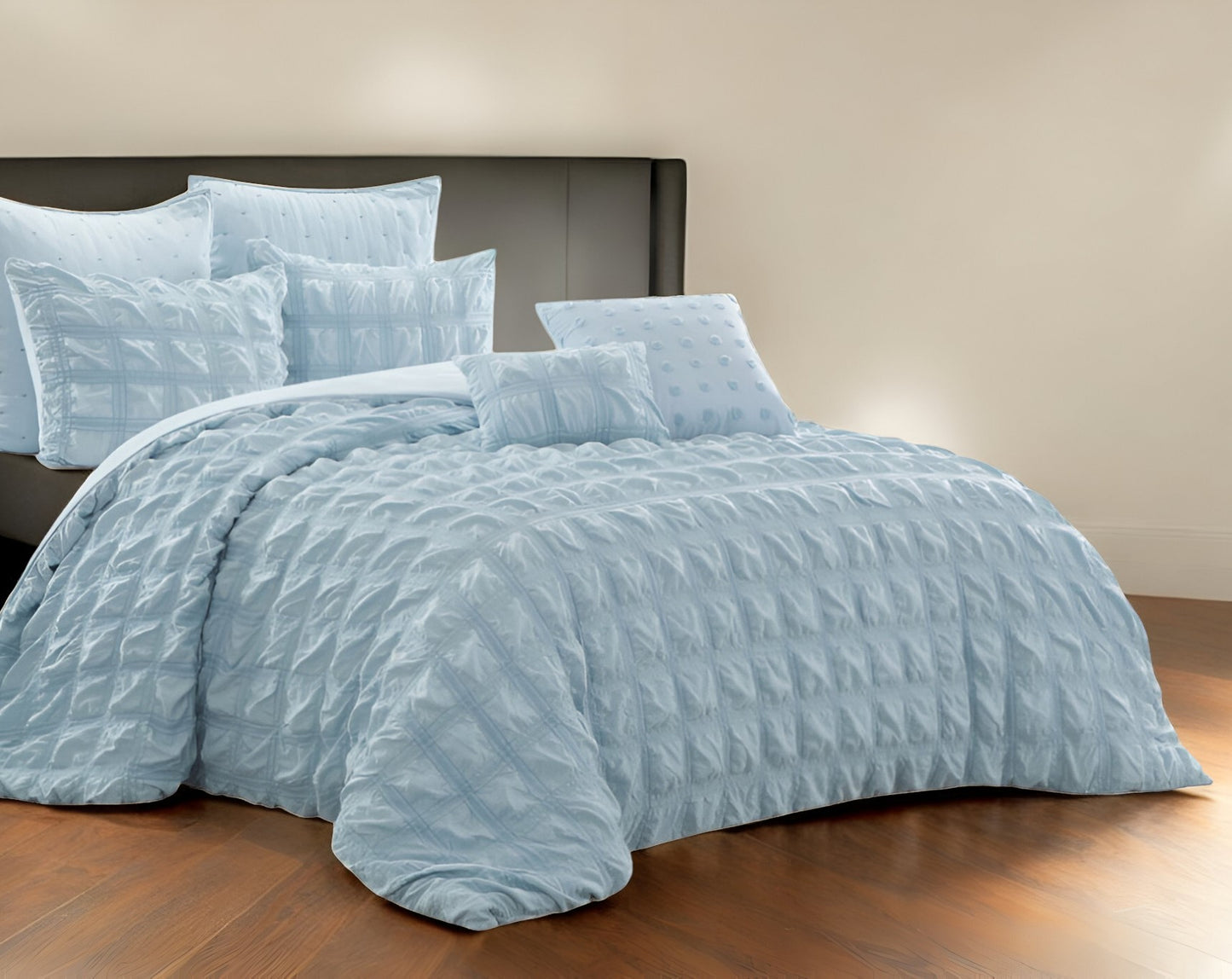 Blue King Polyester 180 Thread Count Washable Duvet Cover Set