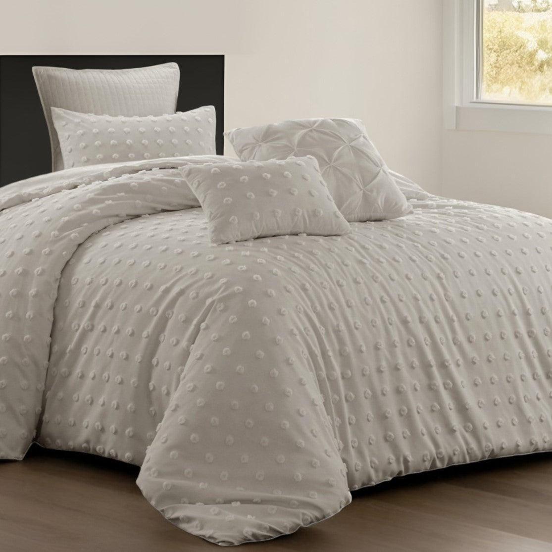 Beige King Polyester 220 Thread Count Washable Duvet Cover Set