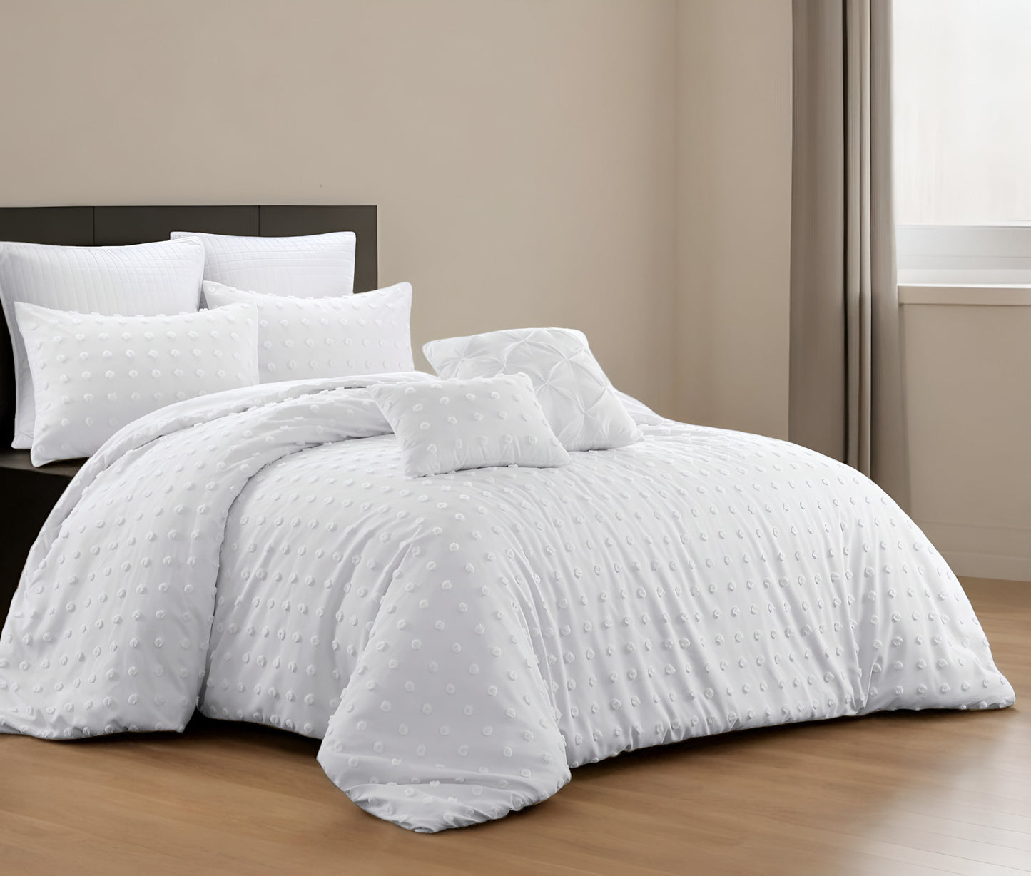 Beige King Polyester 220 Thread Count Washable Duvet Cover Set