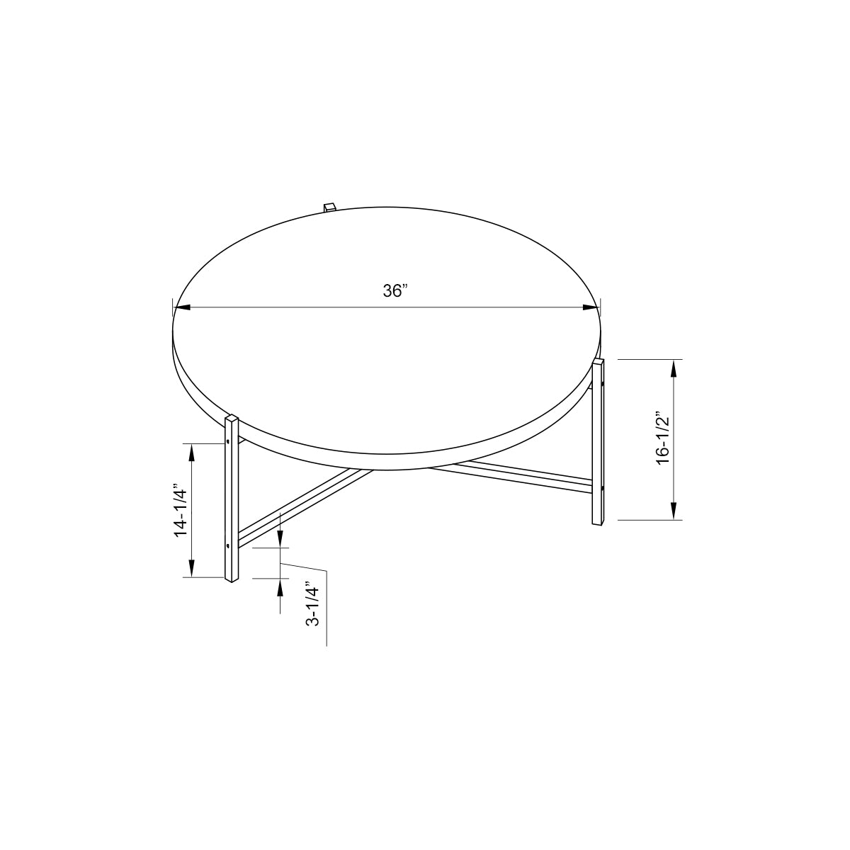 37" Sandy Brown And Black Metal Round Coffee Table