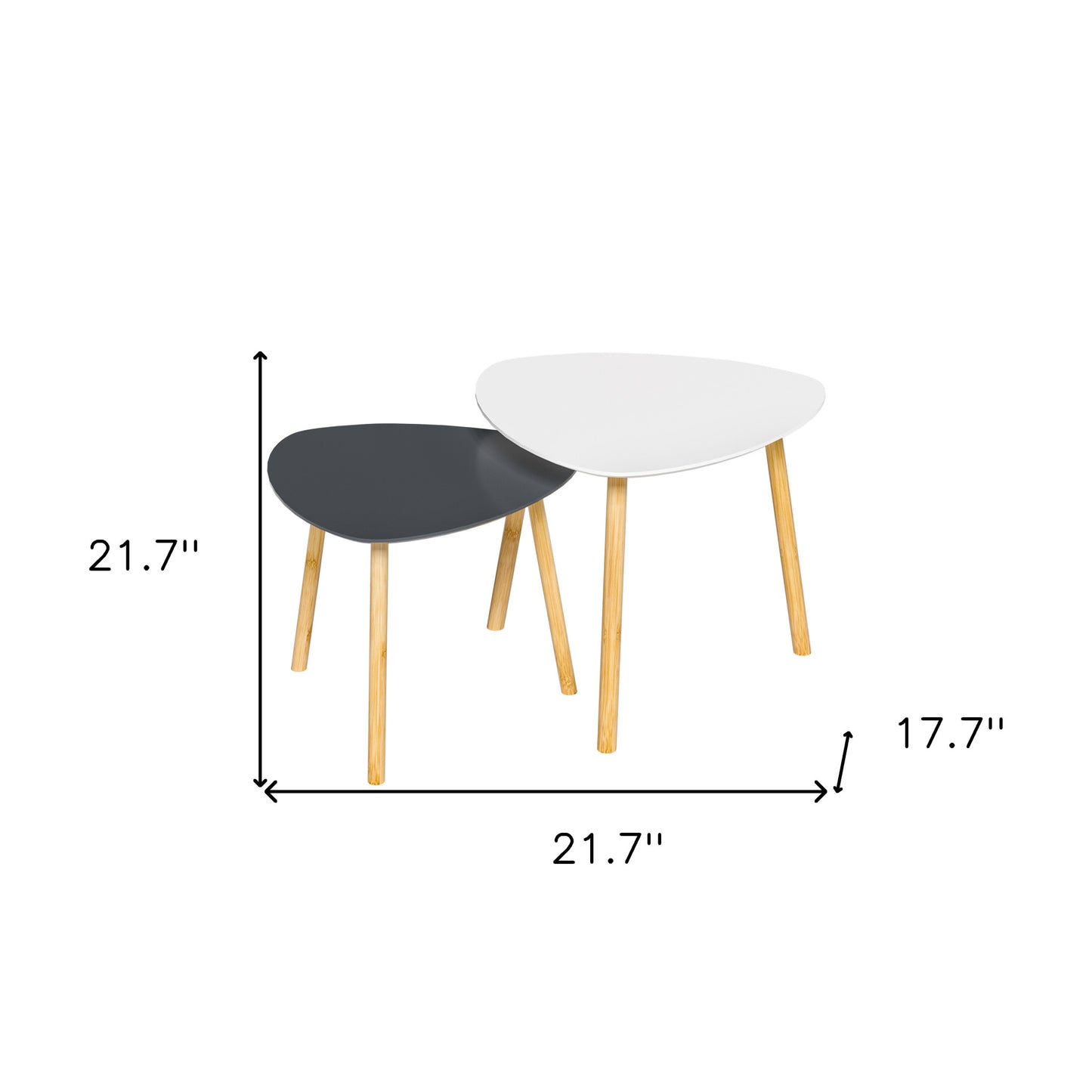 Set of Two 22" Oak And Gray and White Nested Tables