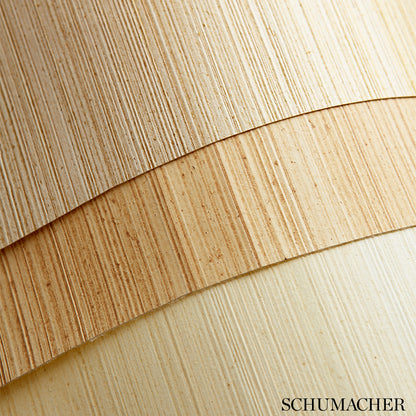 Layered curved kraft paper strips in warm beige tones with a textured fiber finish.