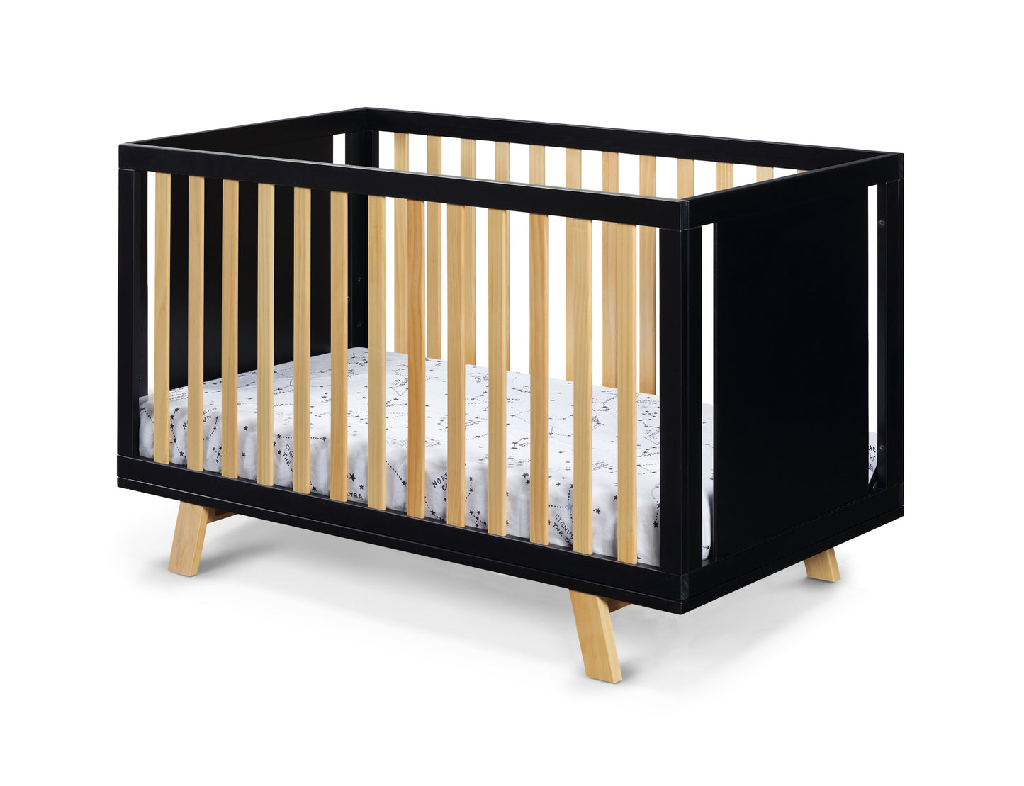 Black Solid and Manufactured Wood Standard Three In One Convertible Crib