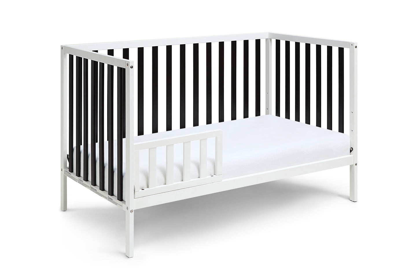 Black and White Solid and Manufactured Wood Standard Three In One Convertible Crib