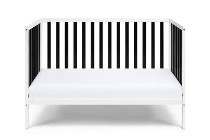 Black and White Solid and Manufactured Wood Standard Three In One Convertible Crib
